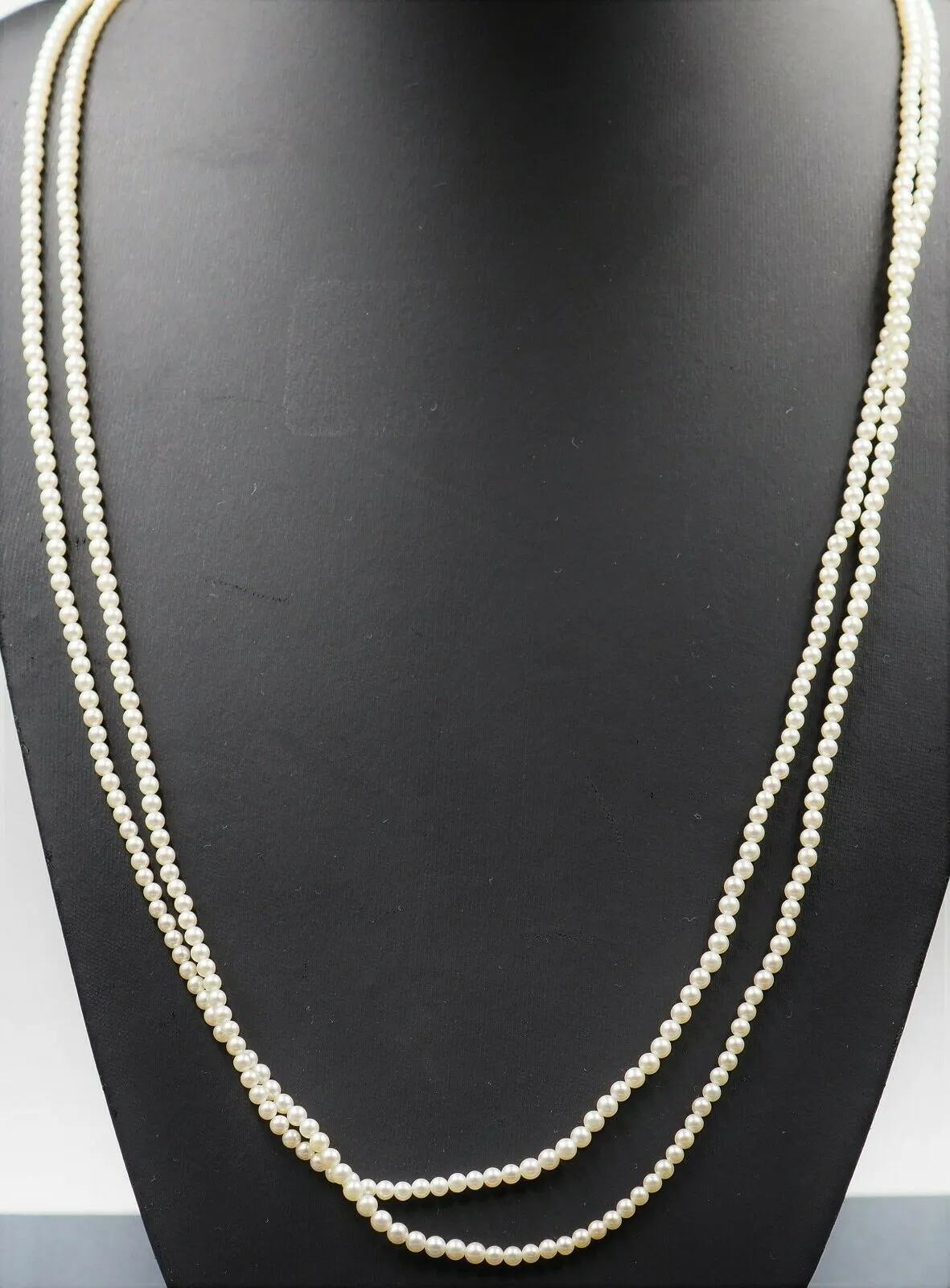 Double Cultured Pearl Strand Necklace with 14ct Yellow Gold Clasp