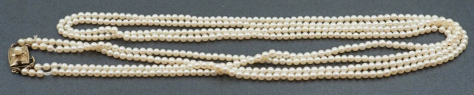 Double Cultured Pearl Strand Necklace with 14ct Yellow Gold Clasp