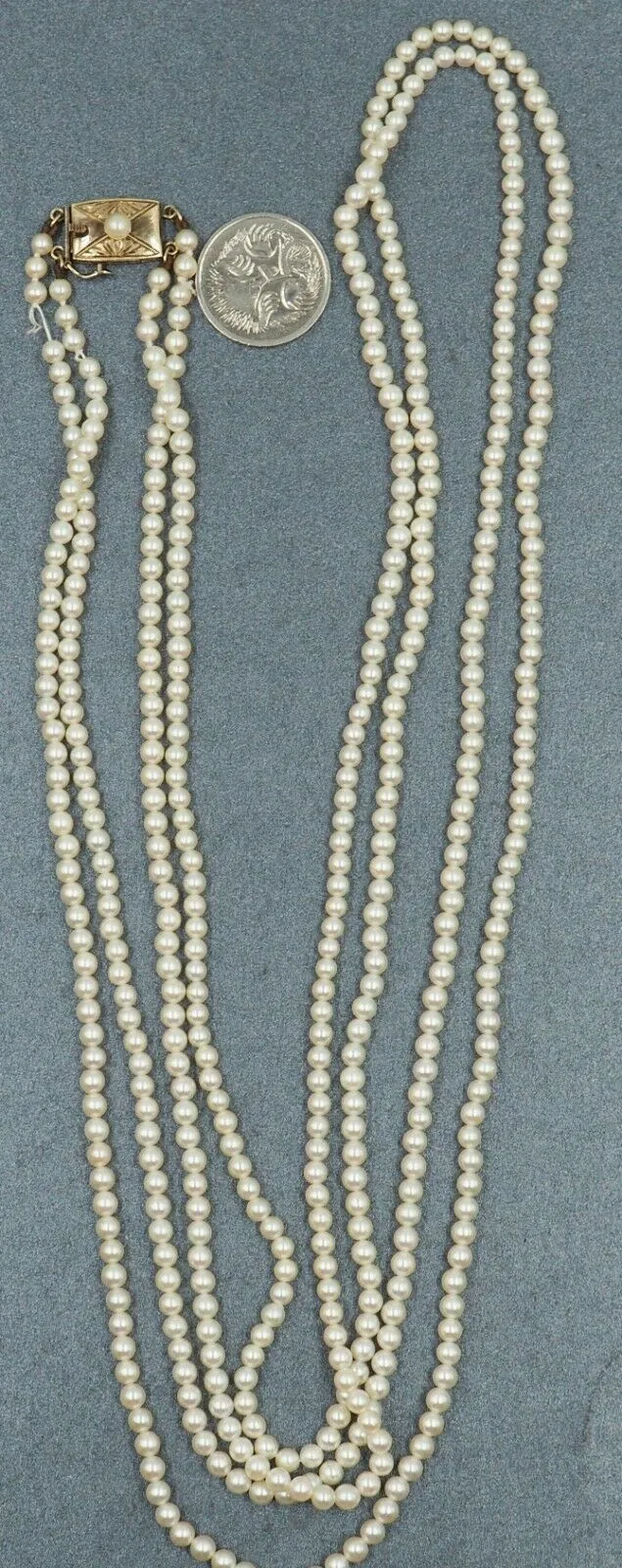 Double Cultured Pearl Strand Necklace with 14ct Yellow Gold Clasp