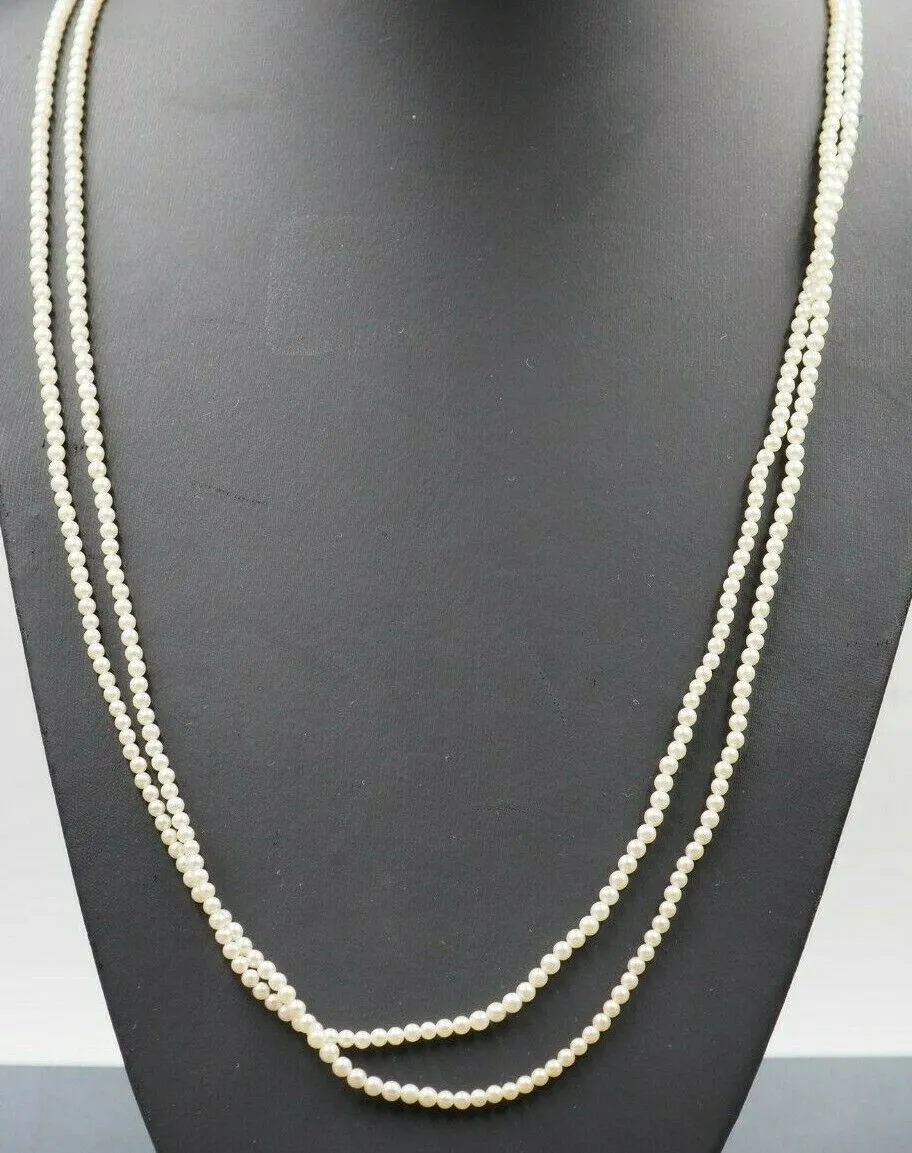 Double Cultured Pearl Strand Necklace with 14ct Yellow Gold Clasp