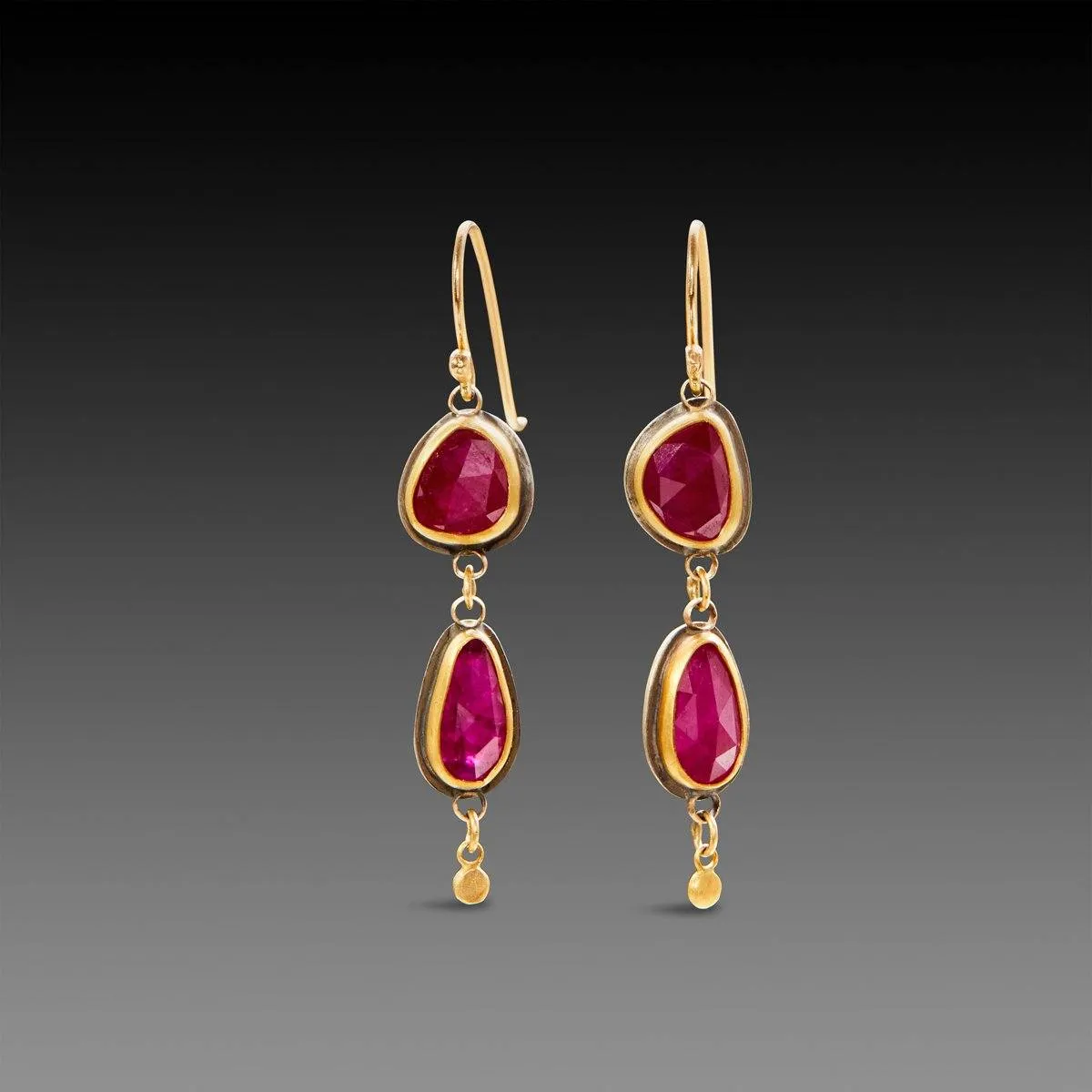 Double Ruby Drop Earrings