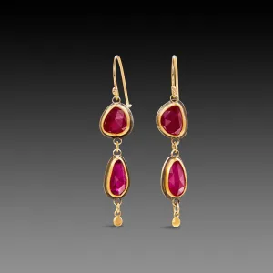 Double Ruby Drop Earrings