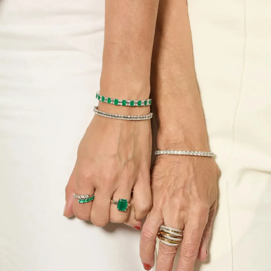 Emerald Cut Diamond Half Bangle