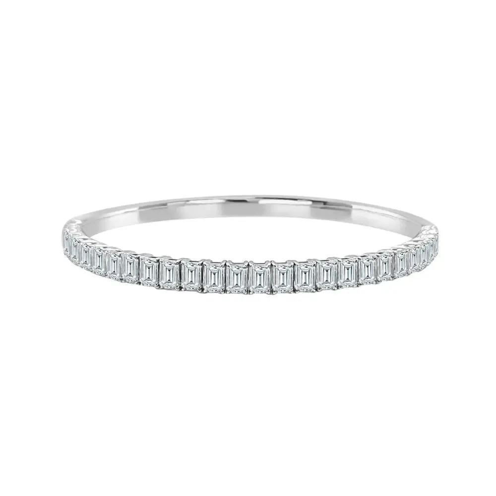 Emerald Cut Diamond Half Bangle