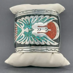 Estate Gibson Gene SS Navajo Inlay Cuff Bracelet
