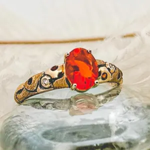 Eternal Flame: Fire Opal & Madeira Citrine 14k Gold Ring size 7