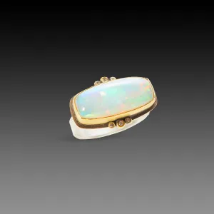 Ethiopian Opal Ring With Diamond Trios
