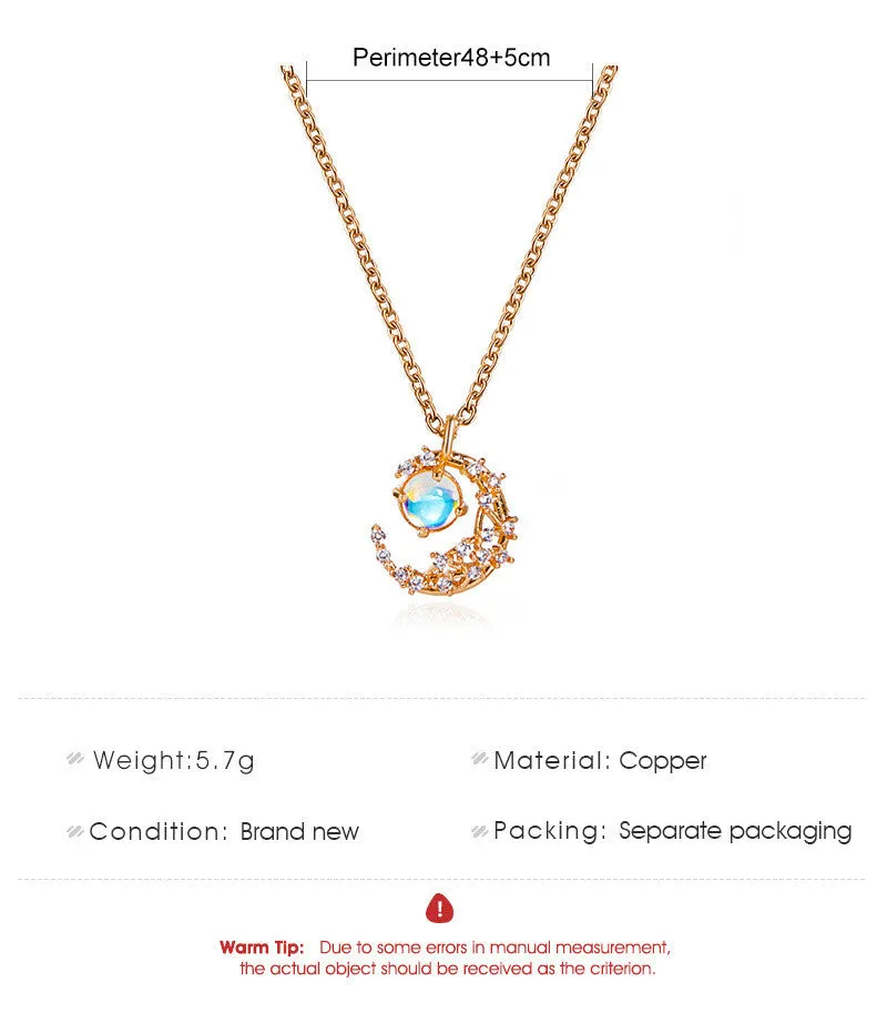 European And American Moonstone Pendant Pendant Necklace Sen Simple