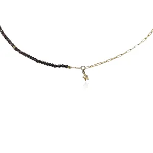 EXCLUSIVELY NINA 14K/18K YELLOW GOLD SMOKEY TOPAZ DIAMOND STAR NECKLACE