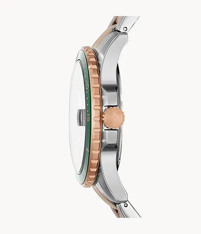 Fossil FB-01 Quartz Green Dial Two-tone Men's Watch FS5743