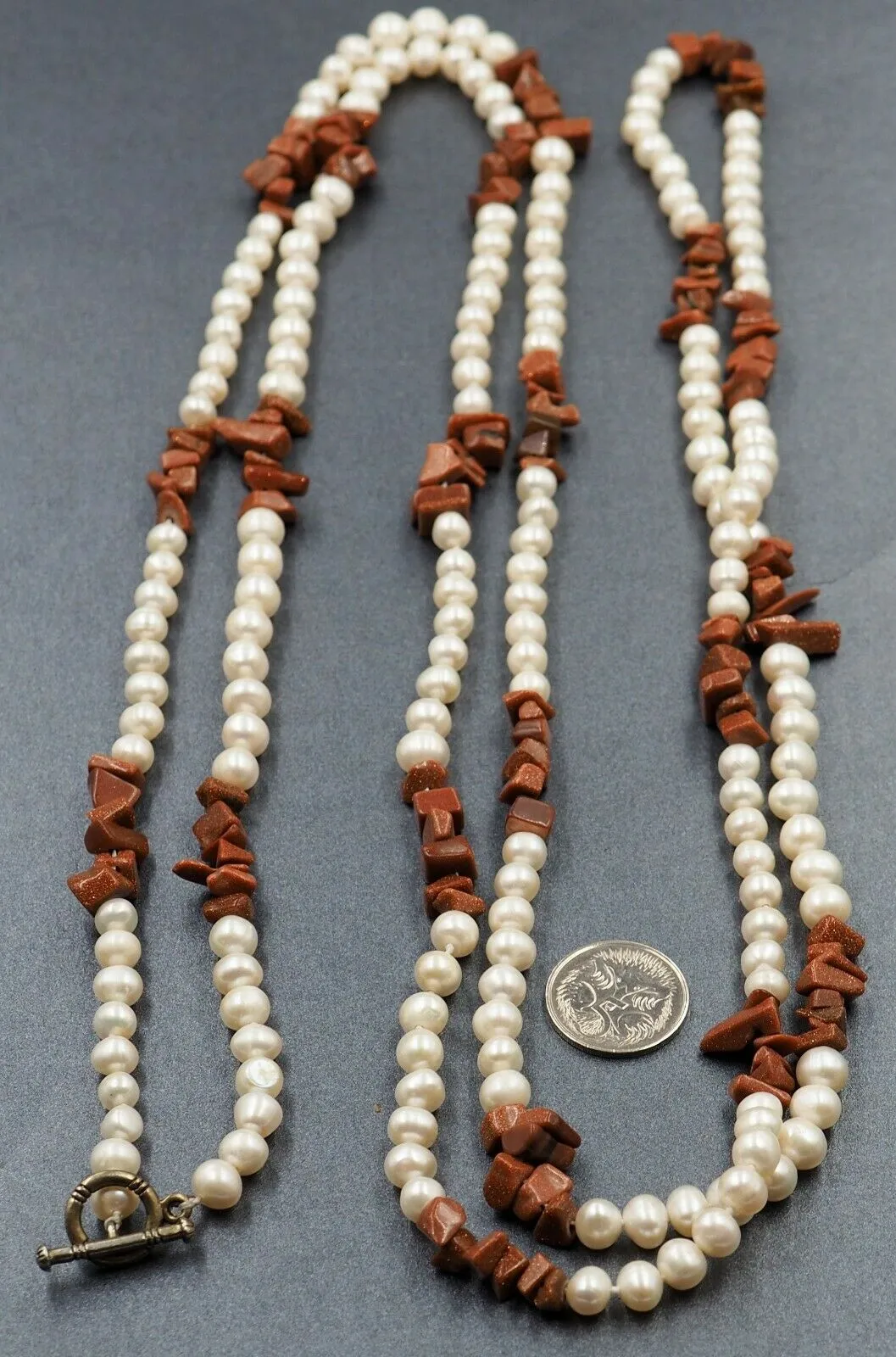 Freshwater Pearl & Sunstone Opera Length Necklace Fashion Jewellery