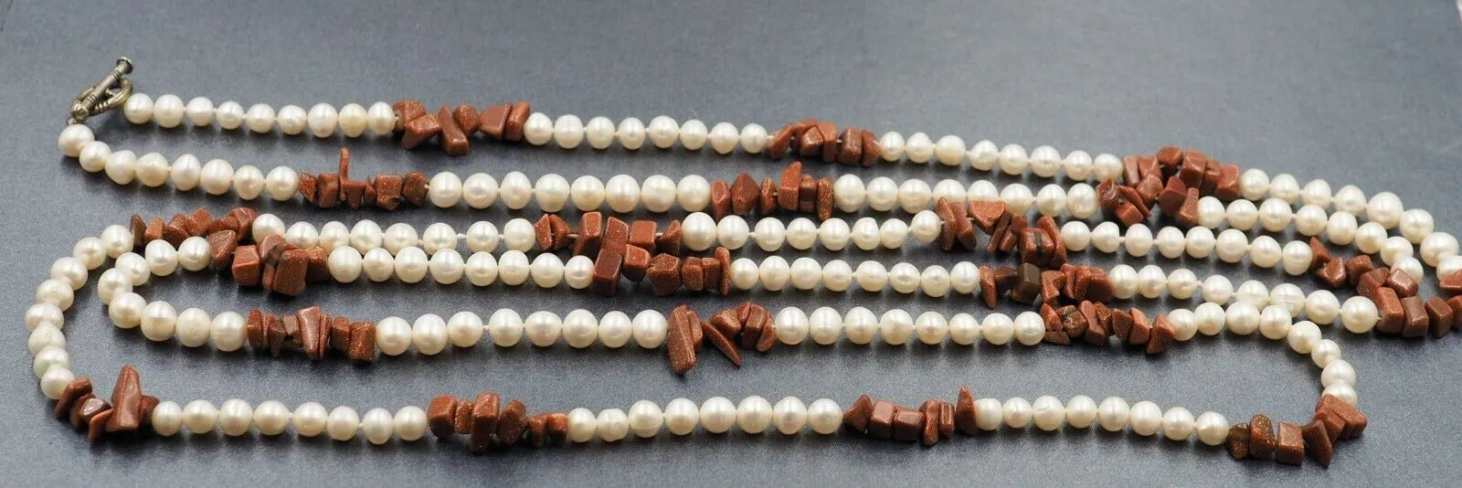 Freshwater Pearl & Sunstone Opera Length Necklace Fashion Jewellery