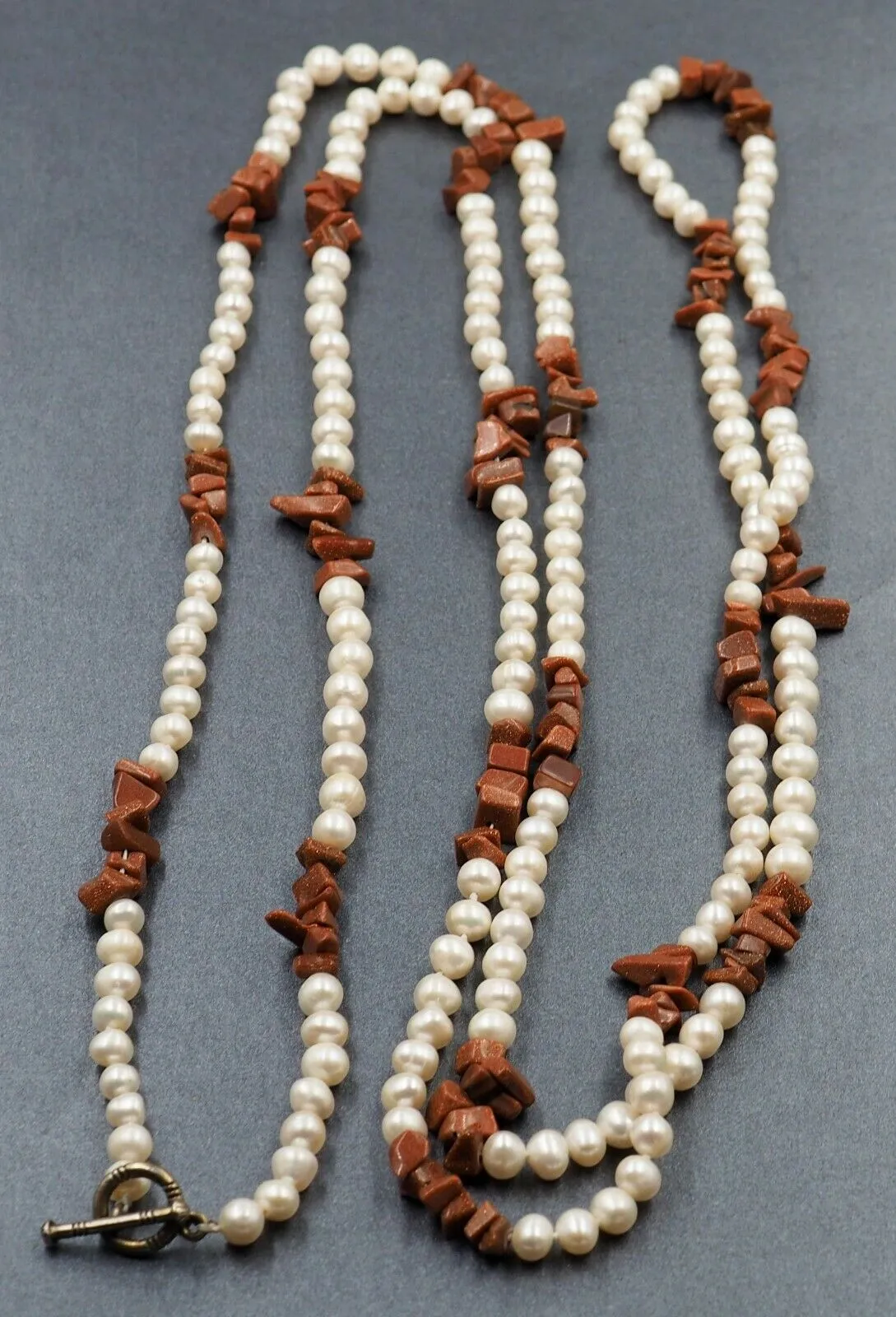 Freshwater Pearl & Sunstone Opera Length Necklace Fashion Jewellery