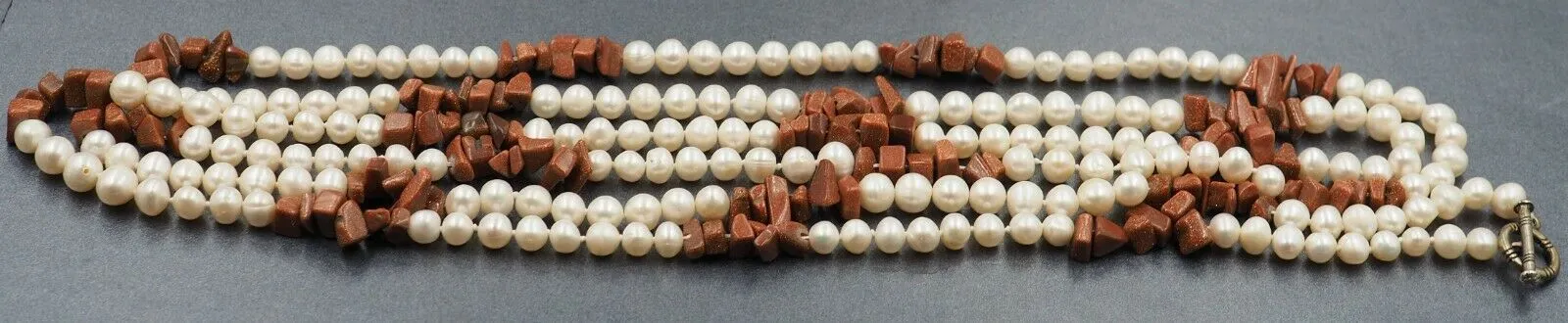 Freshwater Pearl & Sunstone Opera Length Necklace Fashion Jewellery