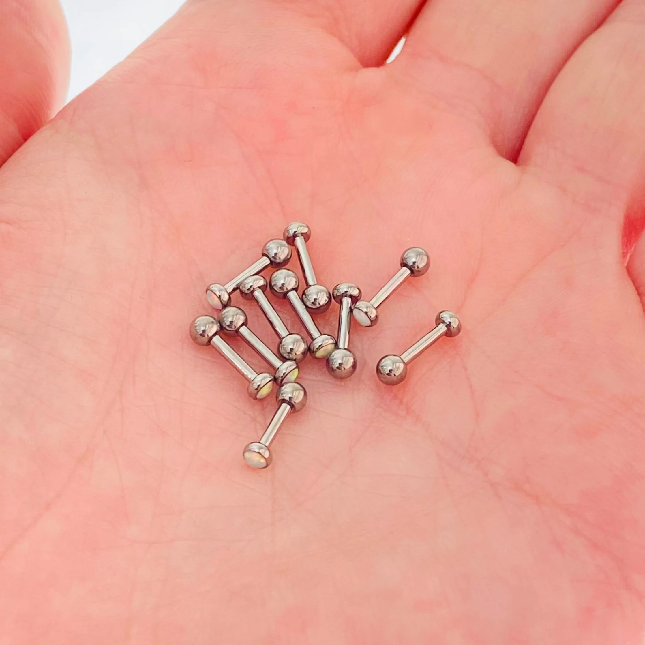 G23 Titanium Flat Opal Ear Tragus Barbell