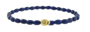 G6 Skull With Moving Jaw on Blue Beaded Bracelet