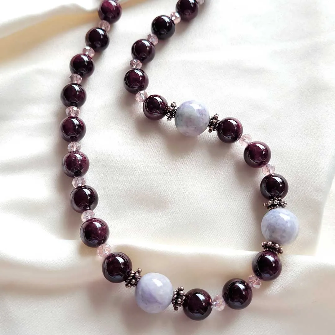 Garnet and Lavender Jade Necklace