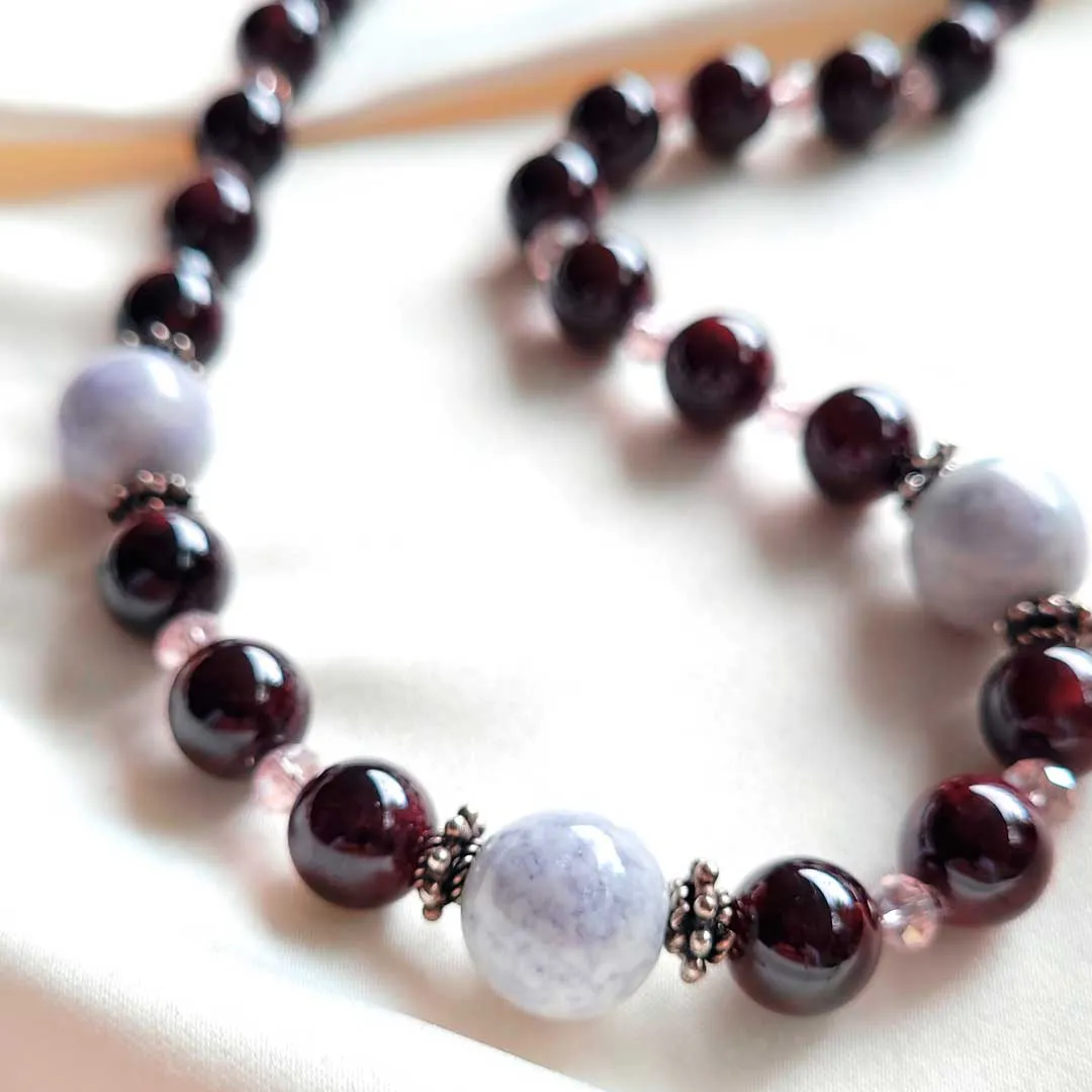 Garnet and Lavender Jade Necklace