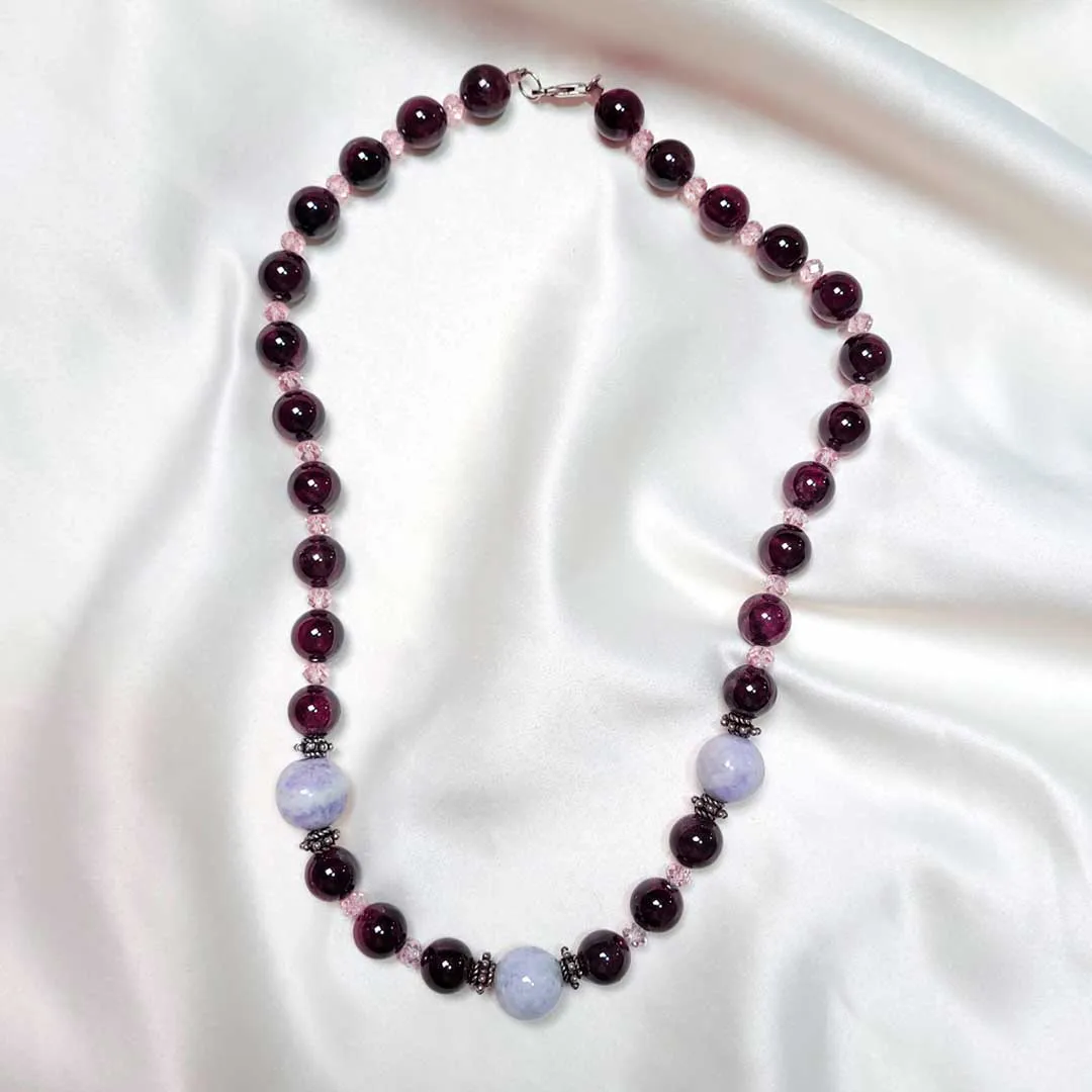 Garnet and Lavender Jade Necklace
