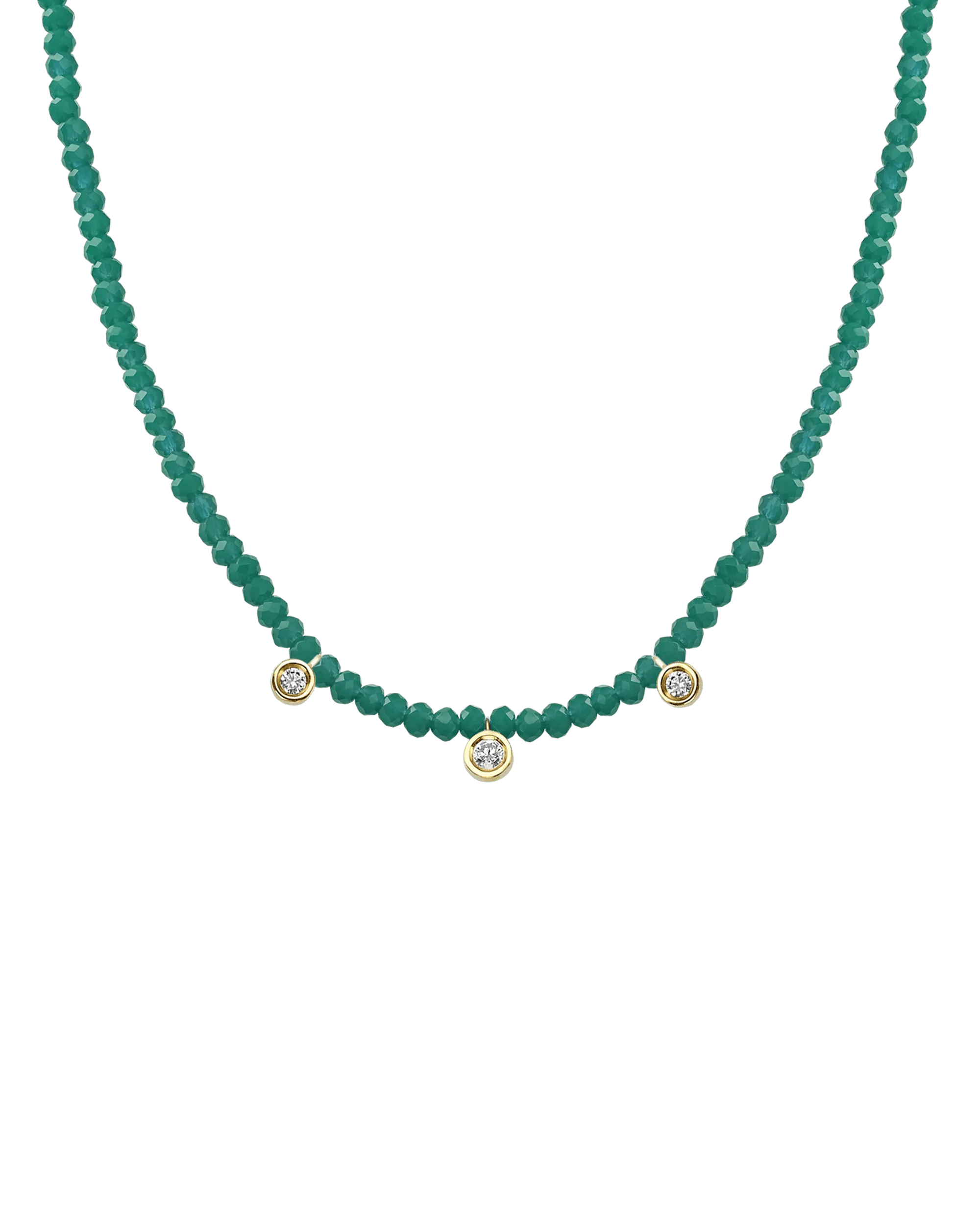 Garnet Gemstone & Three diamonds Necklace - 14K Rose Gold