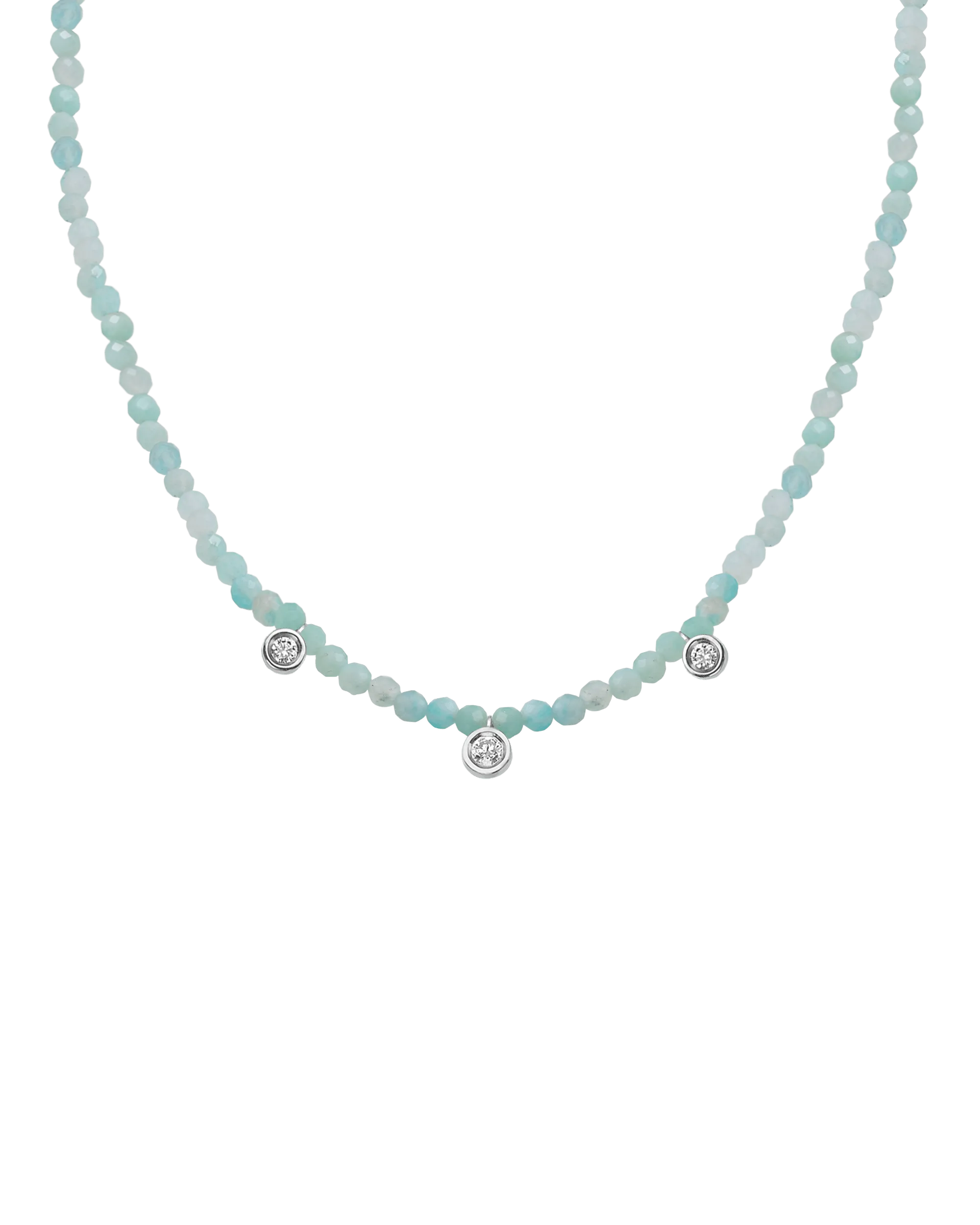 Garnet Gemstone & Three diamonds Necklace - 14K Rose Gold