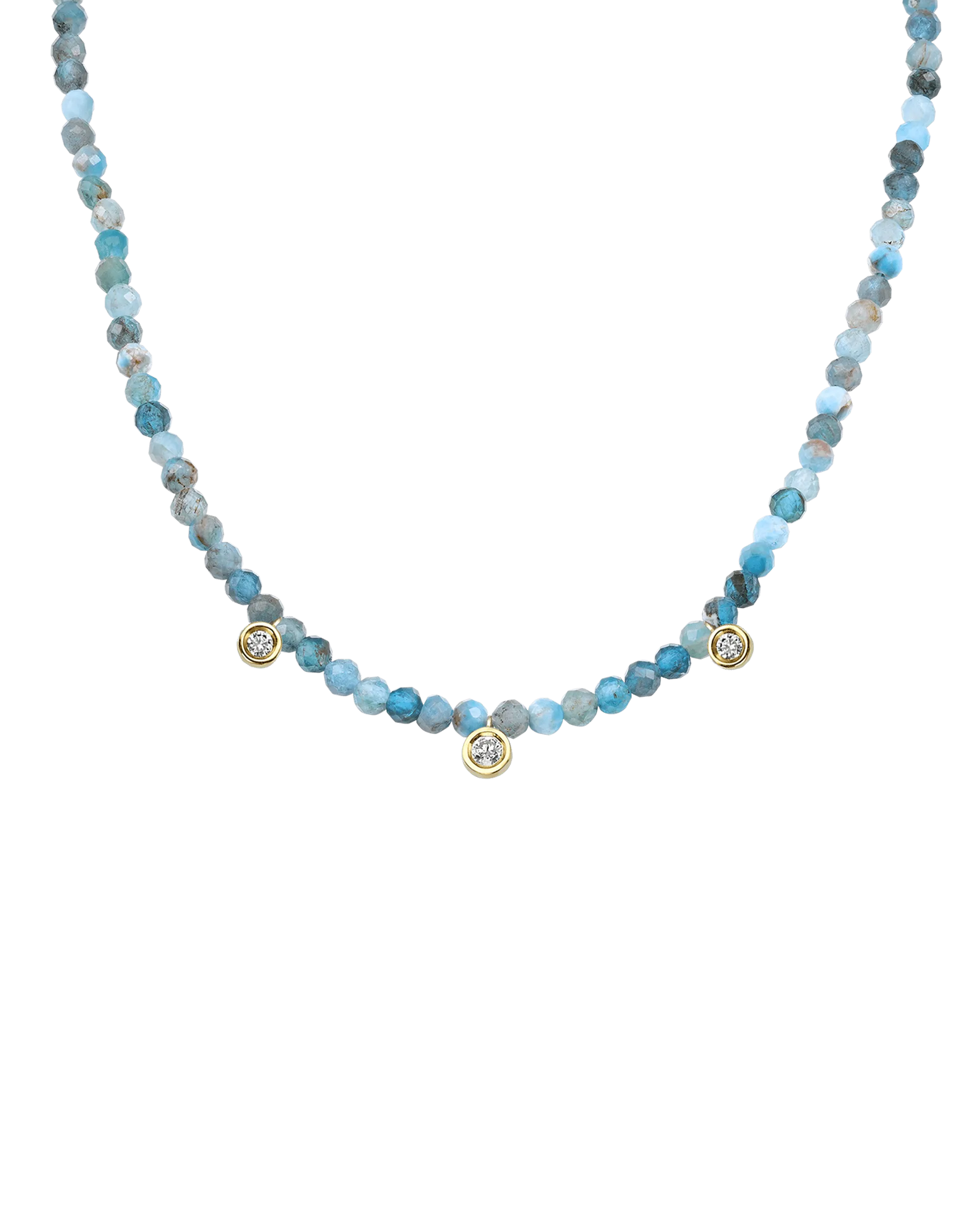 Garnet Gemstone & Three diamonds Necklace - 14K Rose Gold