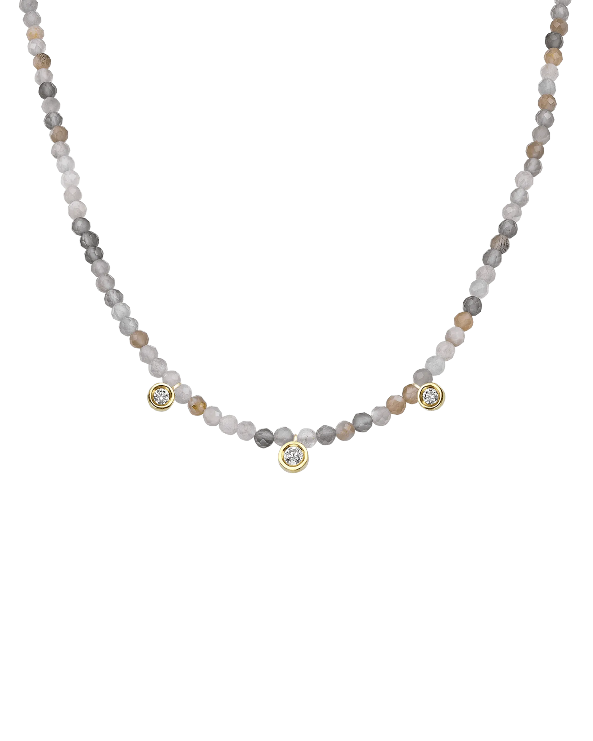 Garnet Gemstone & Three diamonds Necklace - 14K Rose Gold