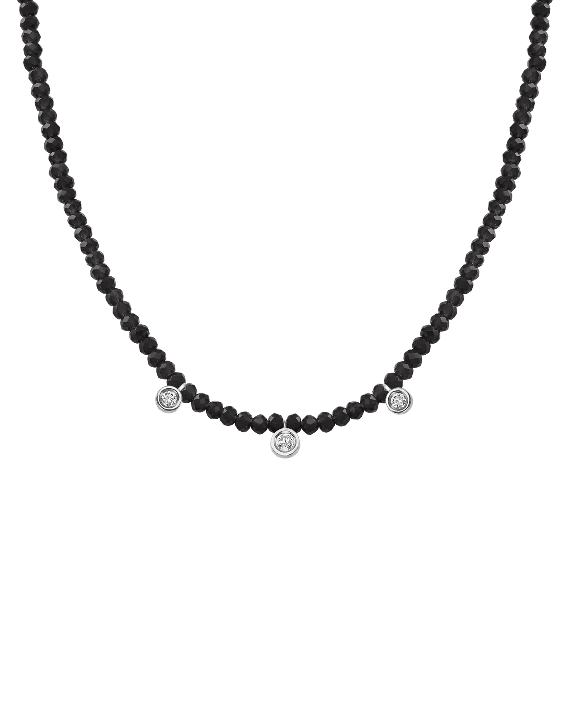 Garnet Gemstone & Three diamonds Necklace - 14K Rose Gold