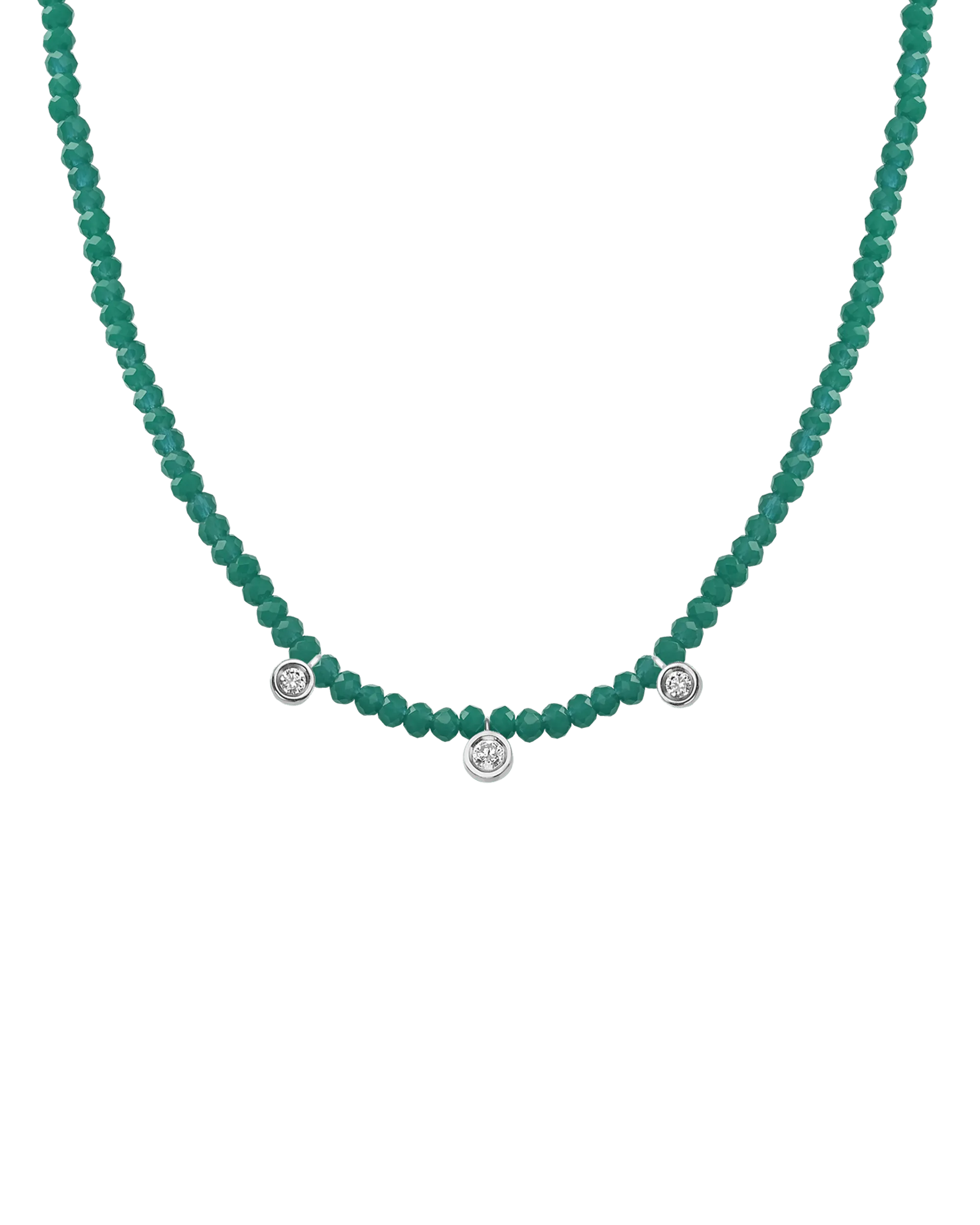 Garnet Gemstone & Three diamonds Necklace - 14K Rose Gold