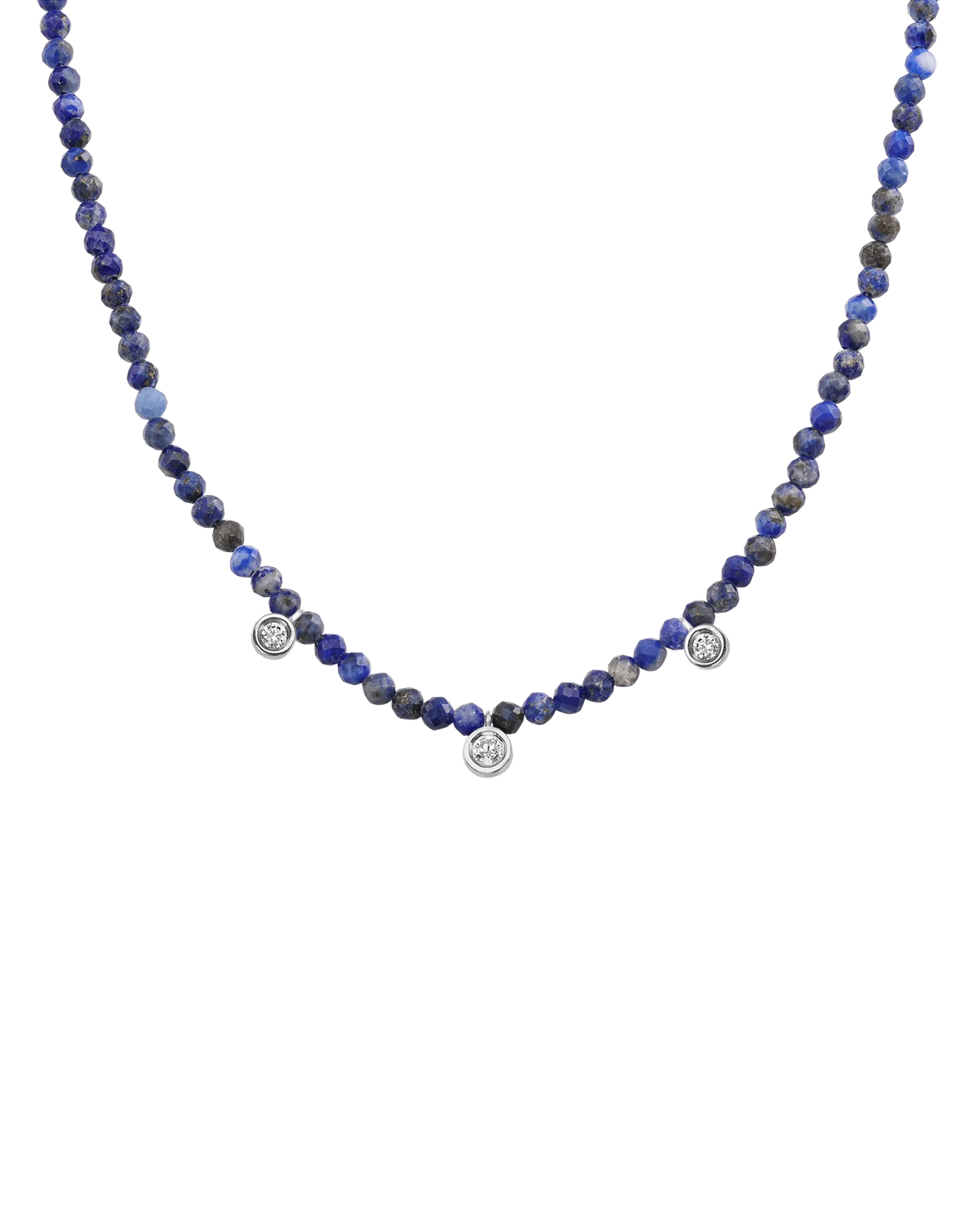 Garnet Gemstone & Three diamonds Necklace - 14K Yellow Gold