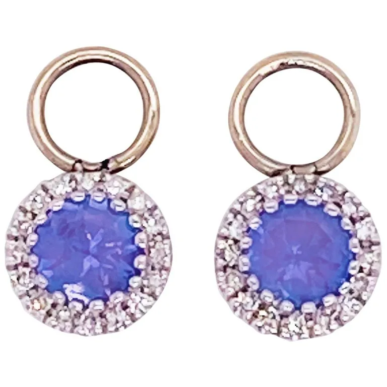 Gemstone & Diamond Halo Earring Charms