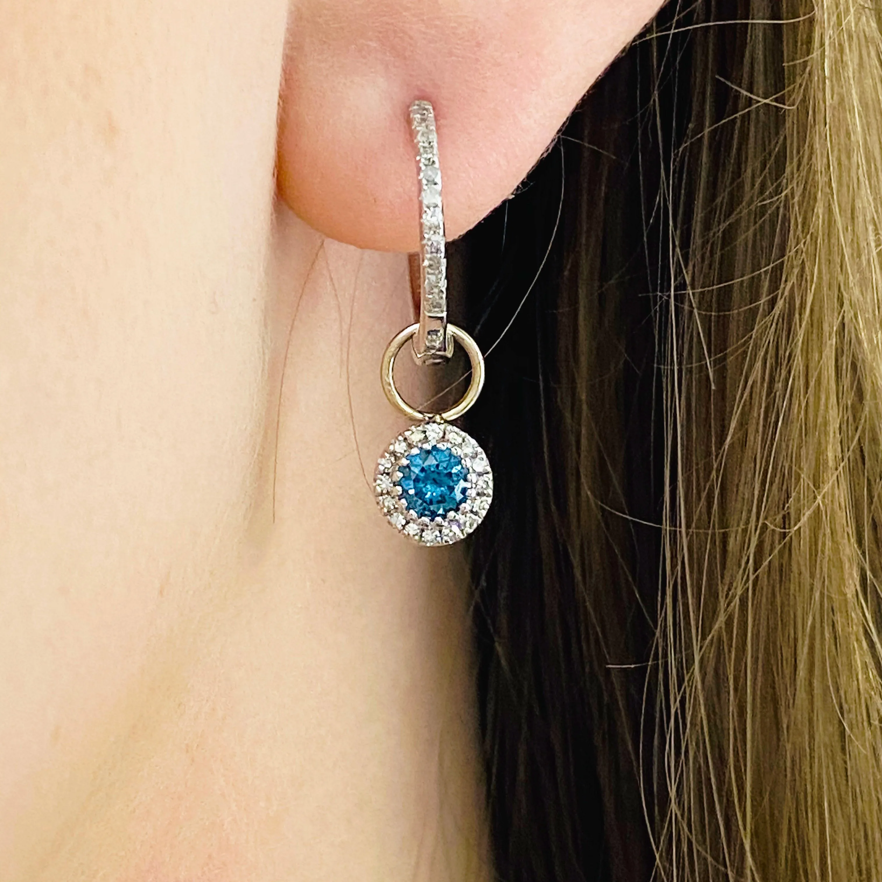 Gemstone & Diamond Halo Earring Charms