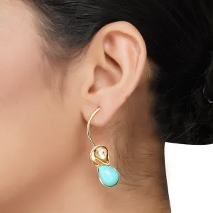 Gold Plated Panaash Kundan Turquoise Earrings