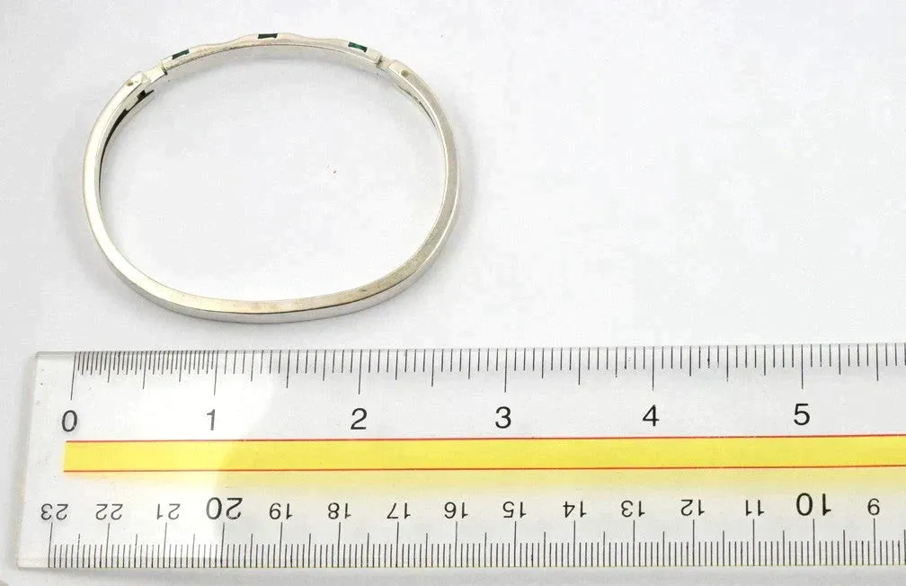 Gorgeous Vintage Sterling Silver and Malachite Stone Bangle Bracelet Mexico