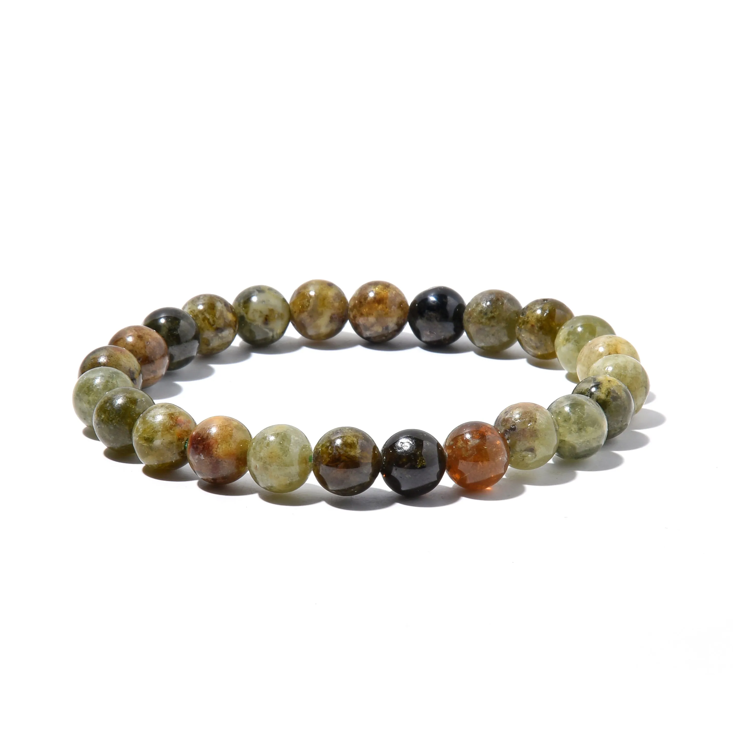 Green Garnet Round Beads Bracelet 8mm