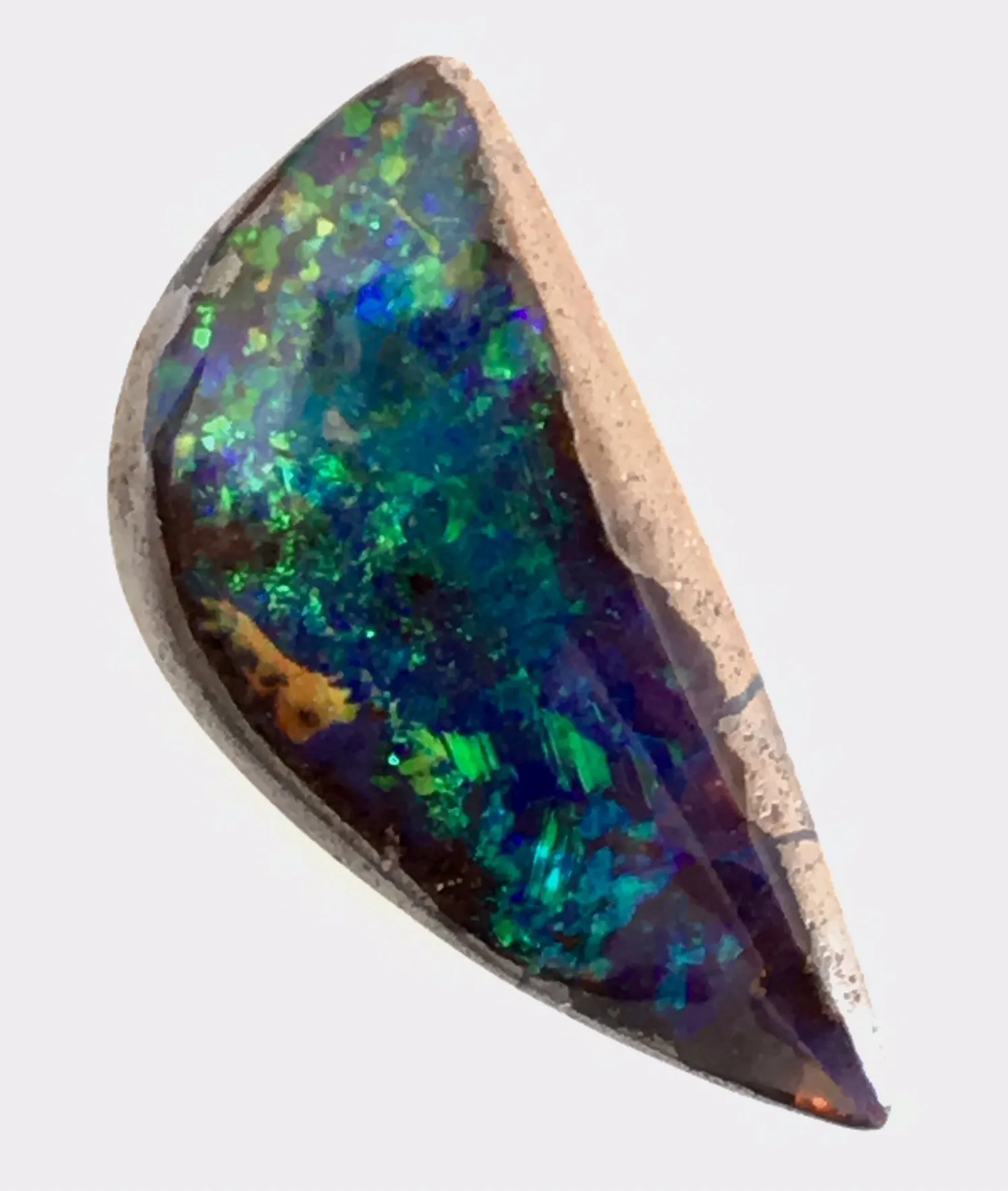 Green Orange Gold Multi coloured solid boulder opal