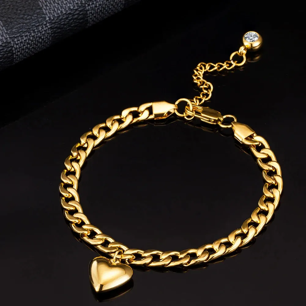 Heart Loose Cuban Link Anklet