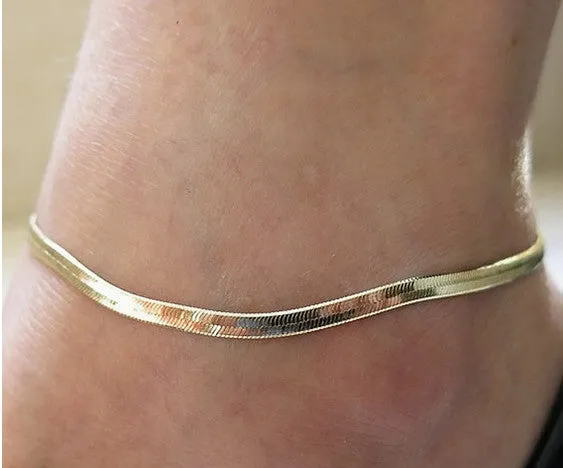 Herringbone Anklet in Gold Overlay