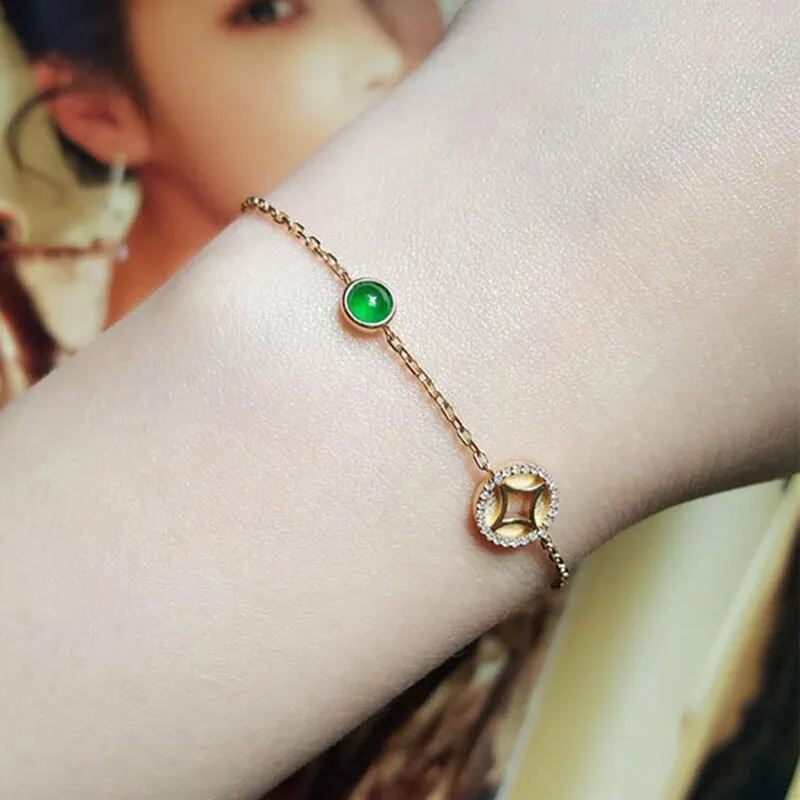 Inlaid Crystal Egg Face Ladies Charm Bracelet