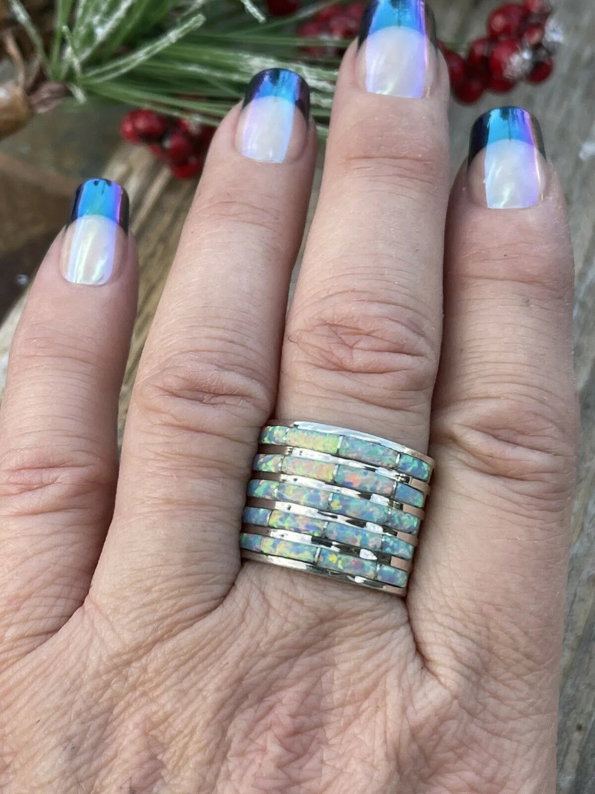 Iridescent Opal Stacked Ring