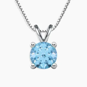 Irosk Round Cut Necklace in Sterling Silver -  Swiss Blue Topaz