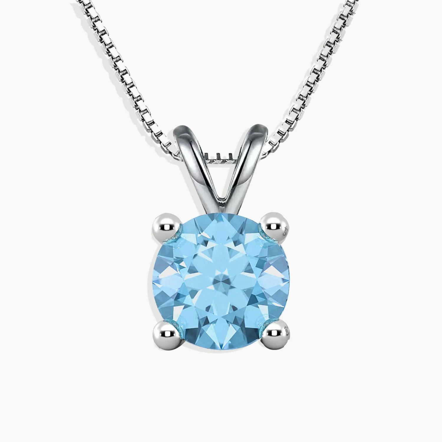 Irosk Round Cut Necklace in Sterling Silver -  Swiss Blue Topaz