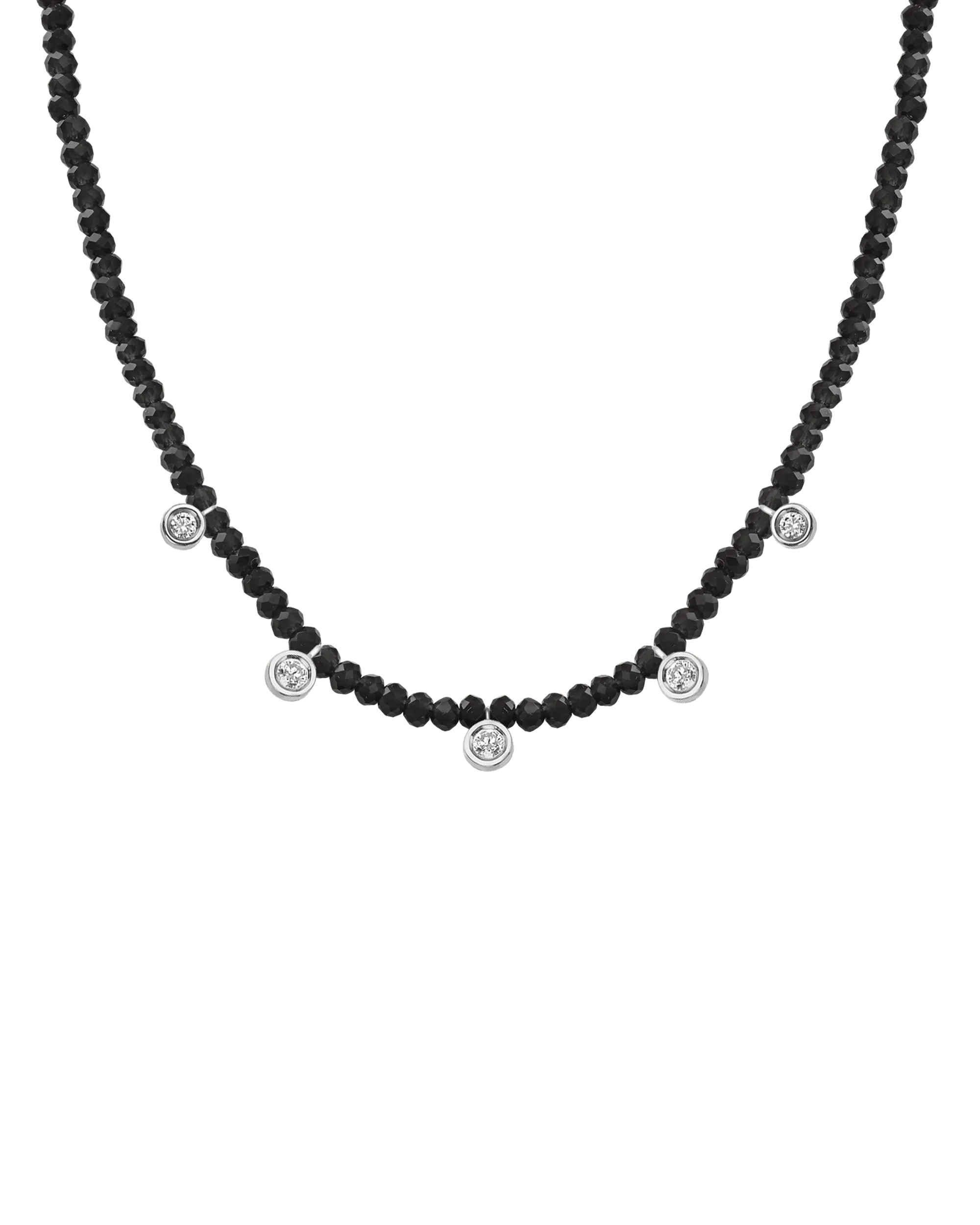 Jade Gemstone & Five diamonds Necklace - 14K Rose Gold