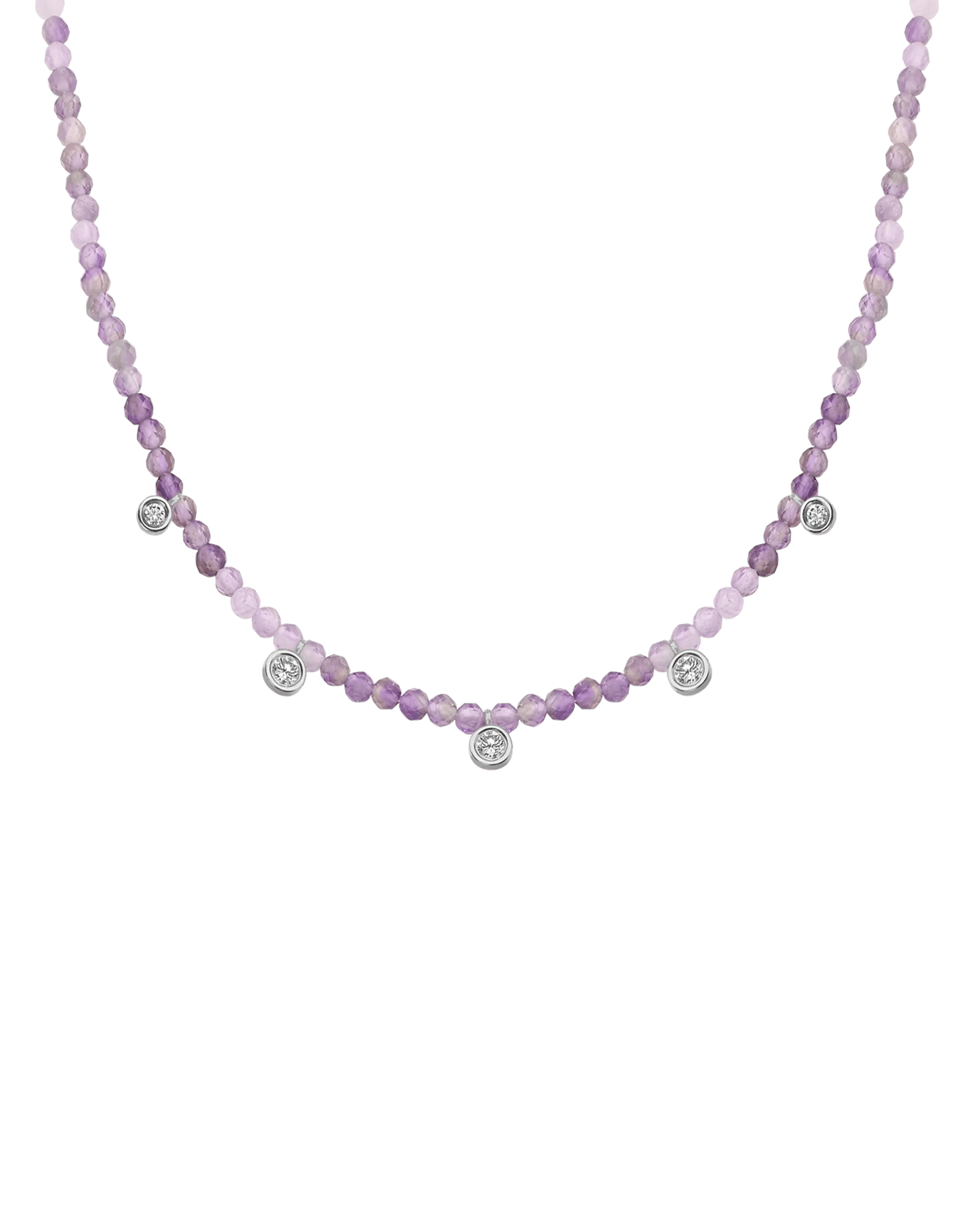 Jade Gemstone & Five diamonds Necklace - 14K Rose Gold
