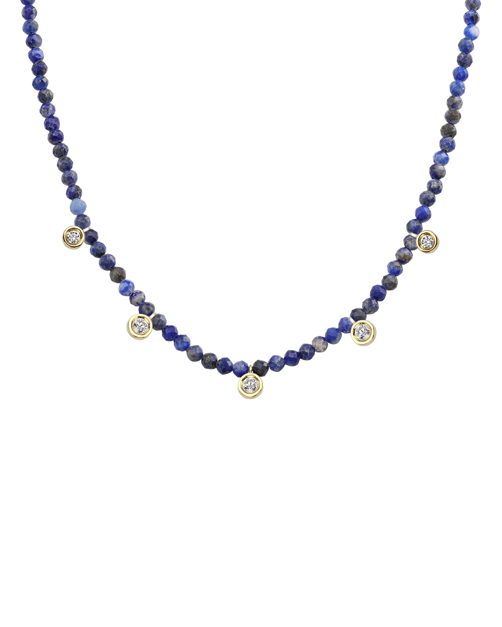Jade Gemstone & Five diamonds Necklace - 14K Rose Gold