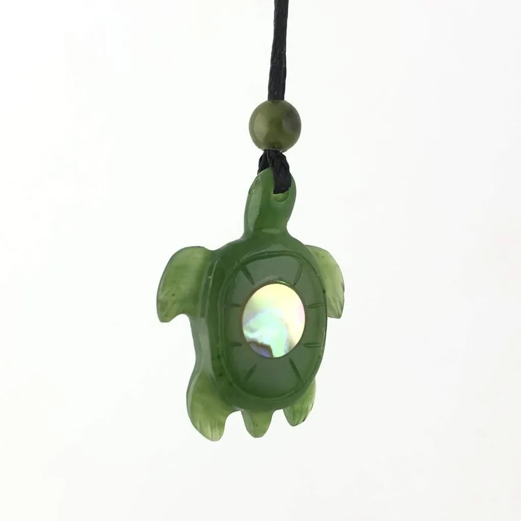 Jade Turtle and Abalone Pendant