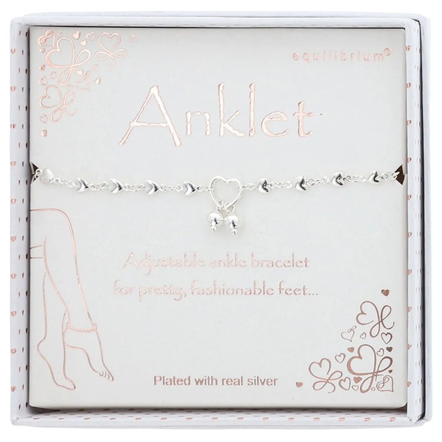 Joe Davies Hearts Galore Silver Plated Anklet