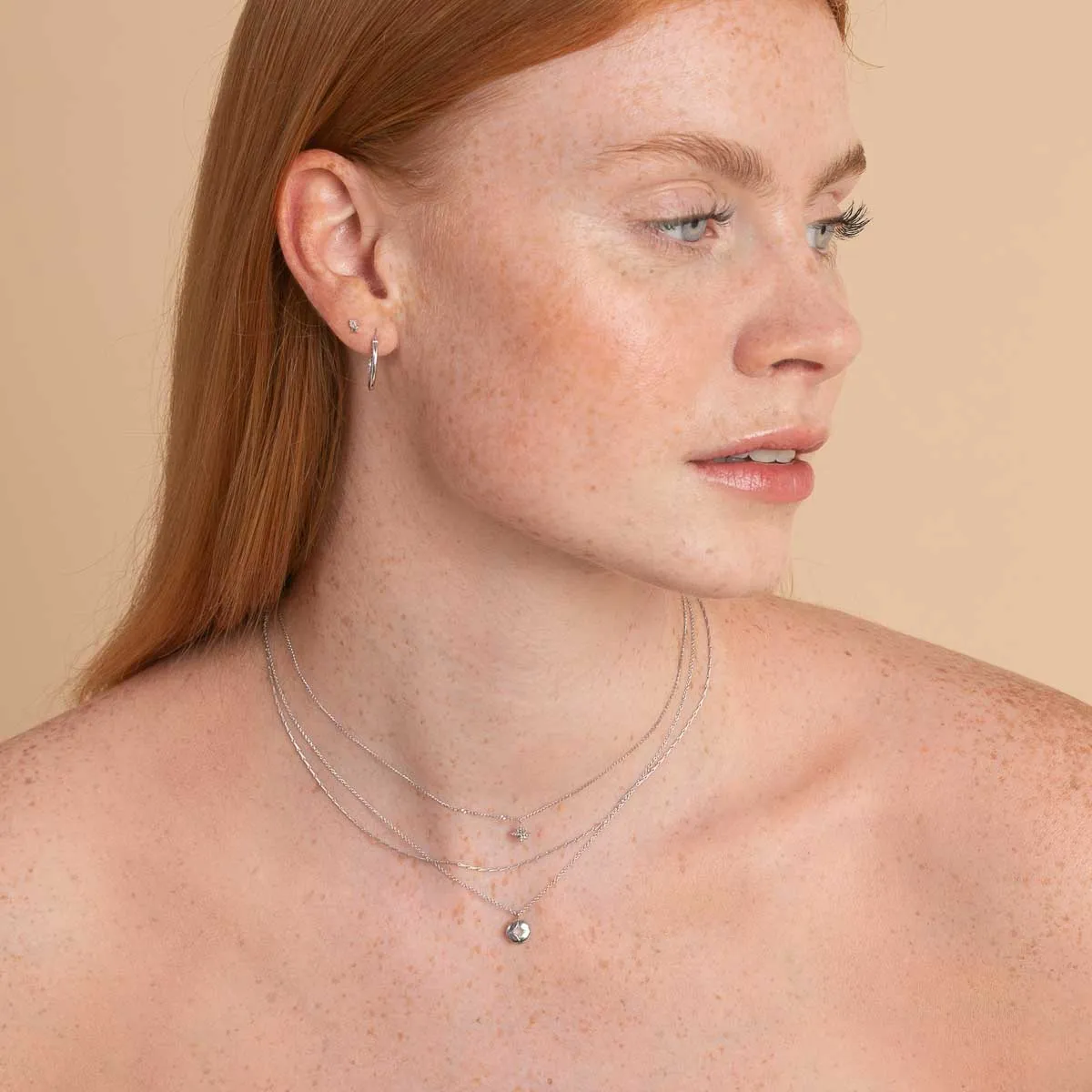June Moonstone Birthstone Necklace in Solid White Gold