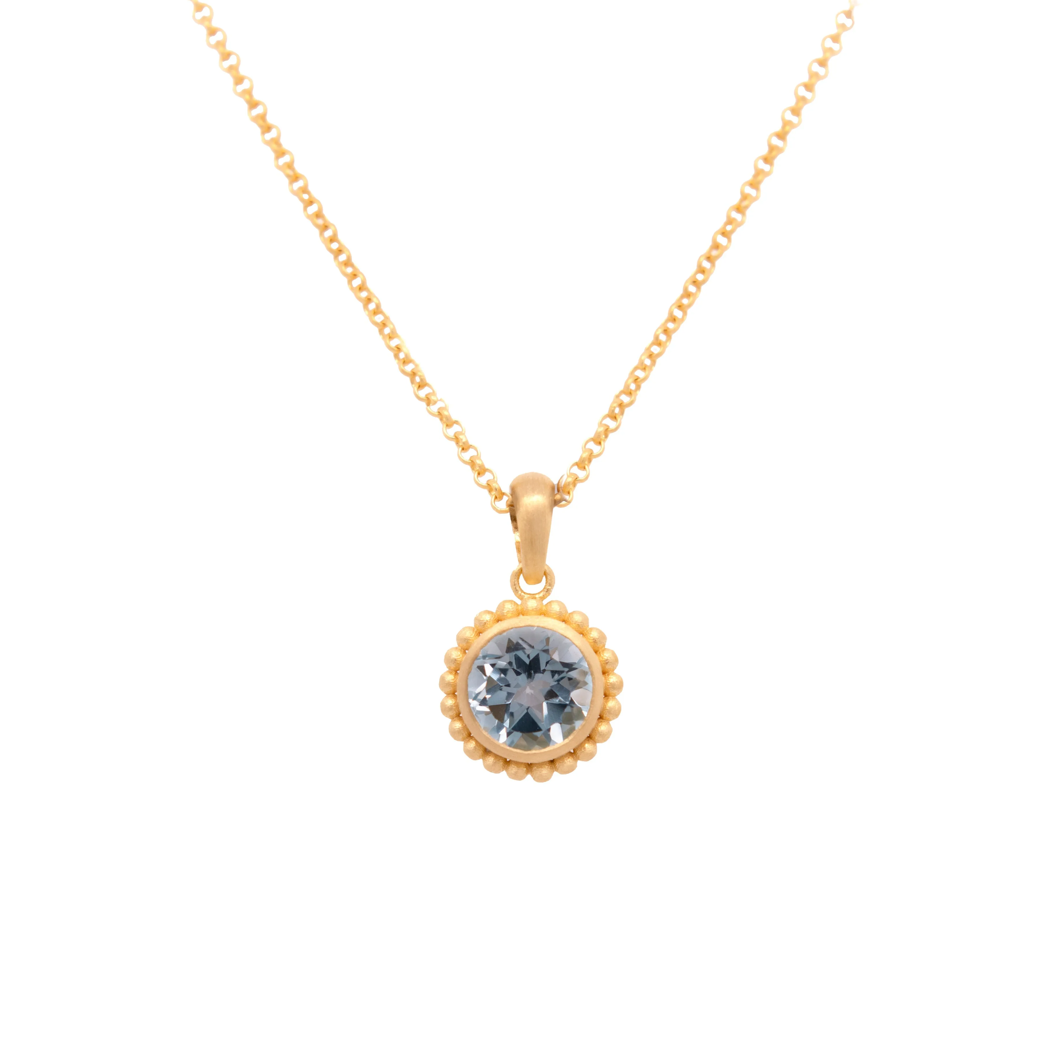 Karma Mini Pendant Necklace 24K Gold Vermeil with Labradorite, Rainbow Moonstone or Sky Blue Topaz