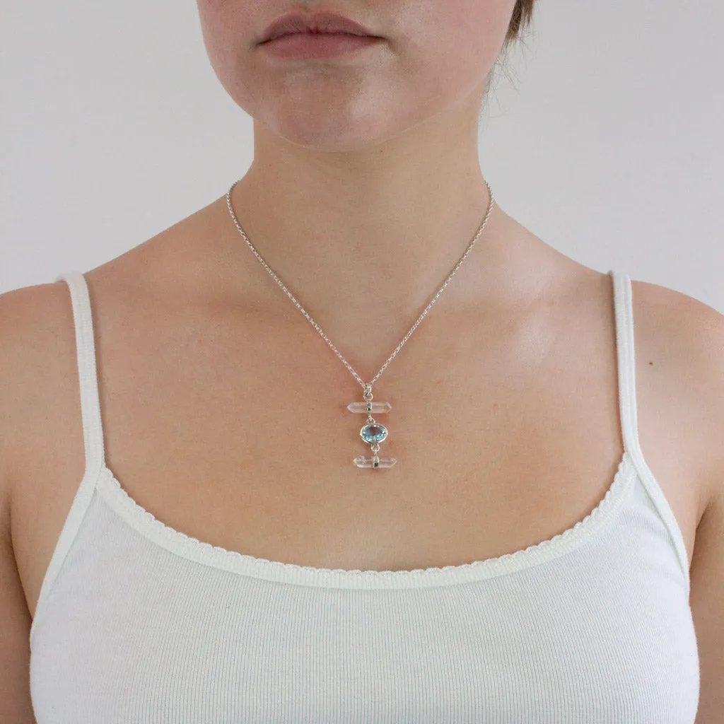 Laser Quartz and Blue Topaz Necklace